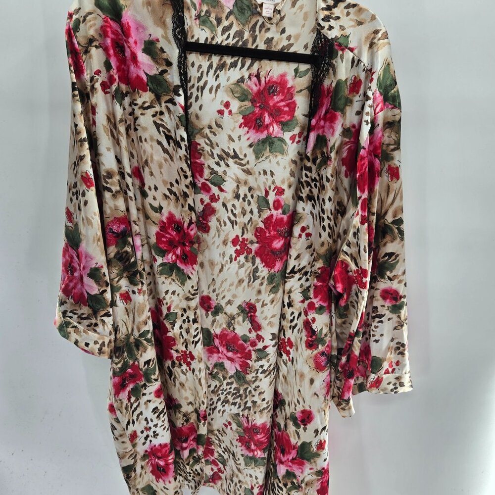 Secret Treasures Cream Animal Print Floral Lace Belt Robe 3x 24-26w